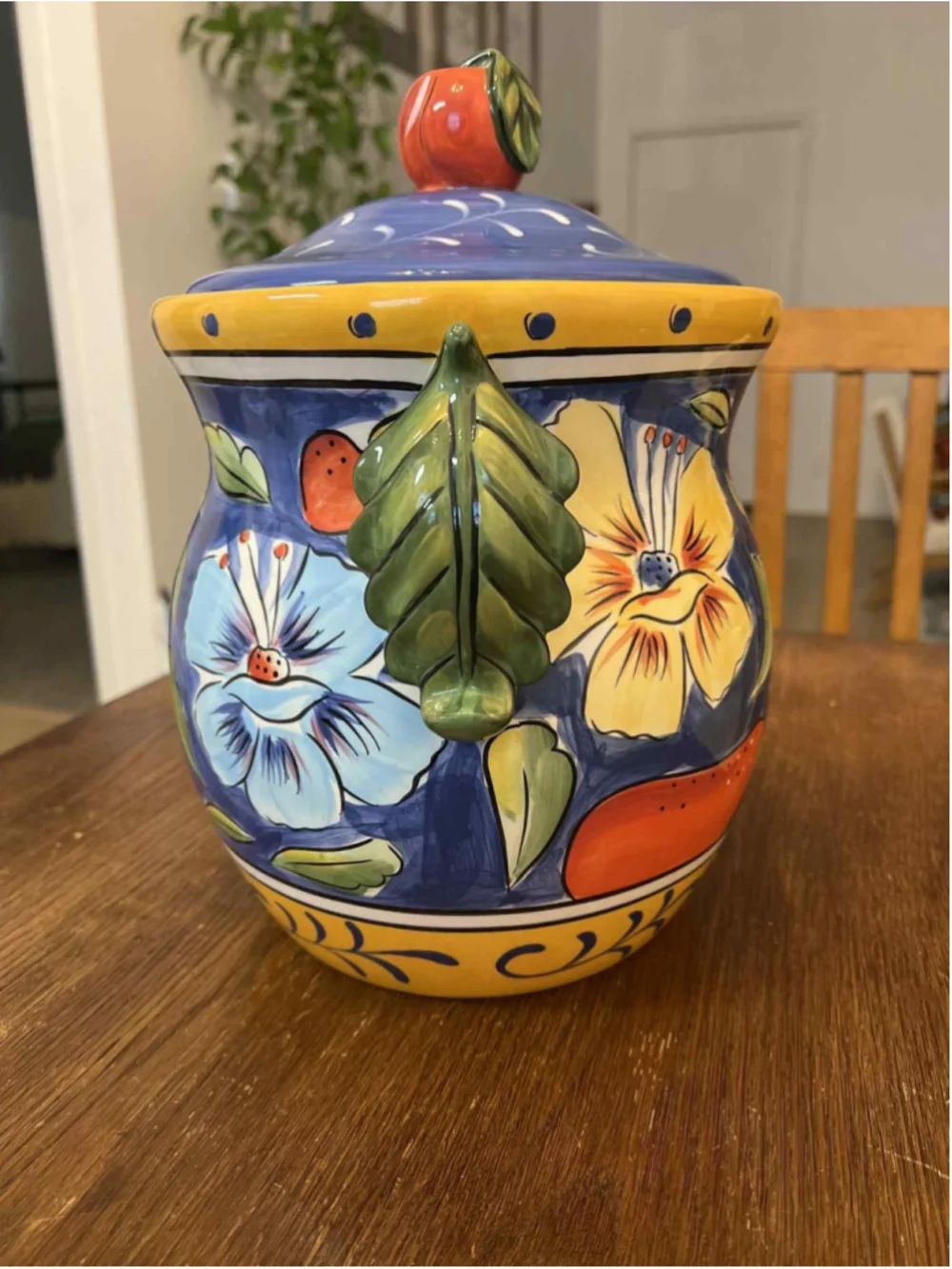 Italian Style Cookie Biscuit Jar Ceramic Hand Painted Clay Art Amalfi 13